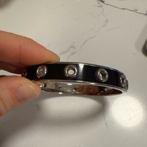 Vintage Coach SoHo Black Enamel Bracelet with Silver Grommets.